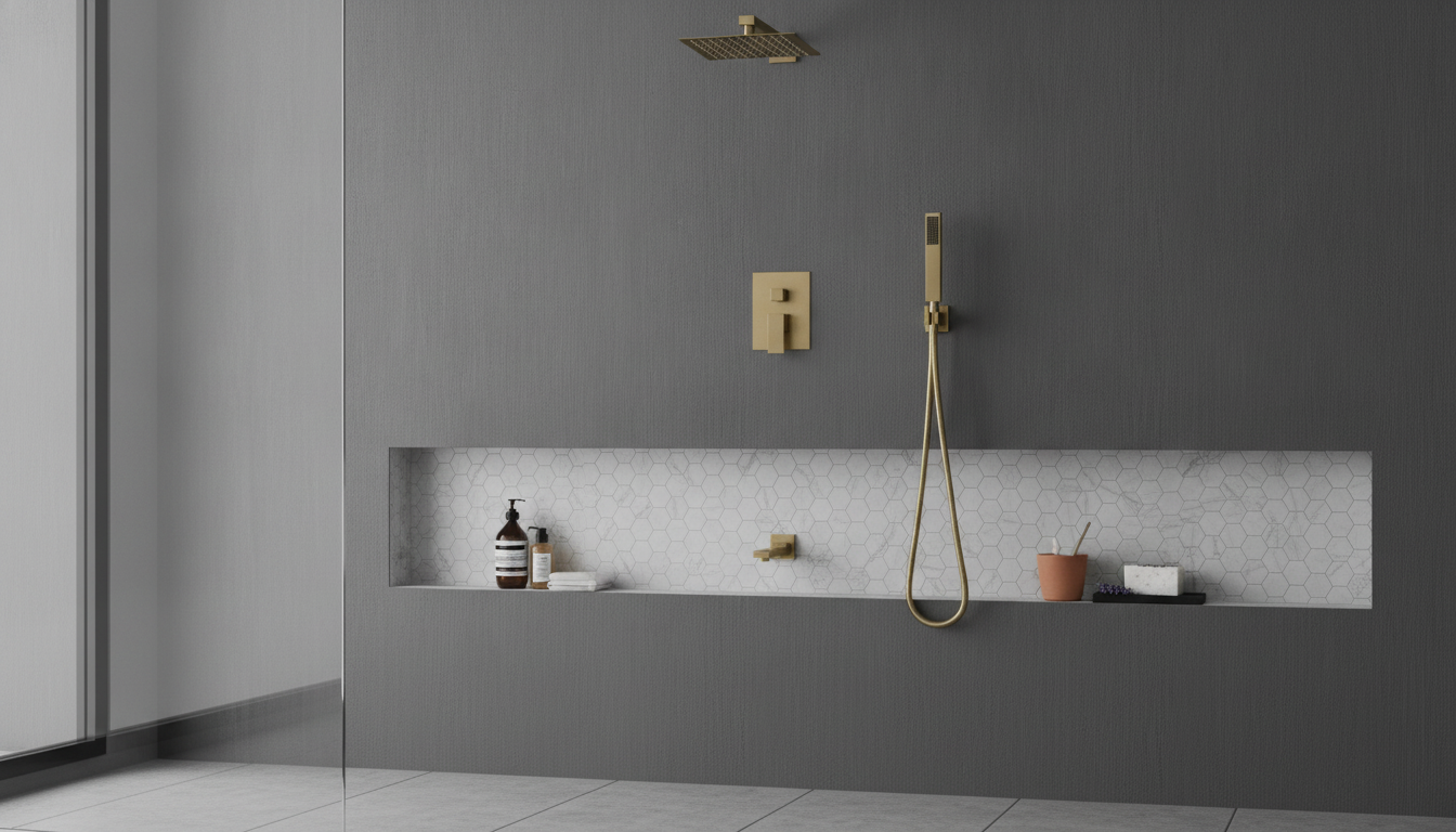 Brushed Gold Concealed Shower System: 3-Mode Rain Luxury