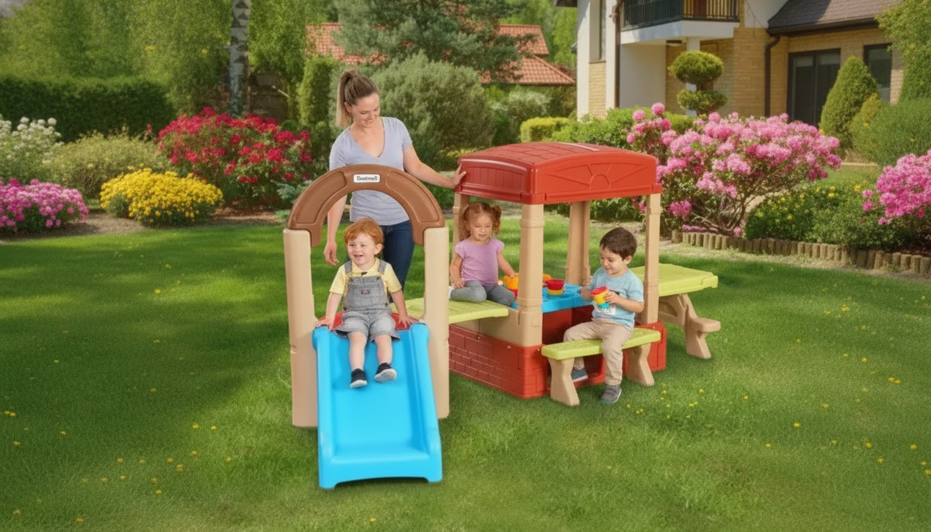 Sunny Slide & Climb Playhouse: Kitchen, Table & Fun