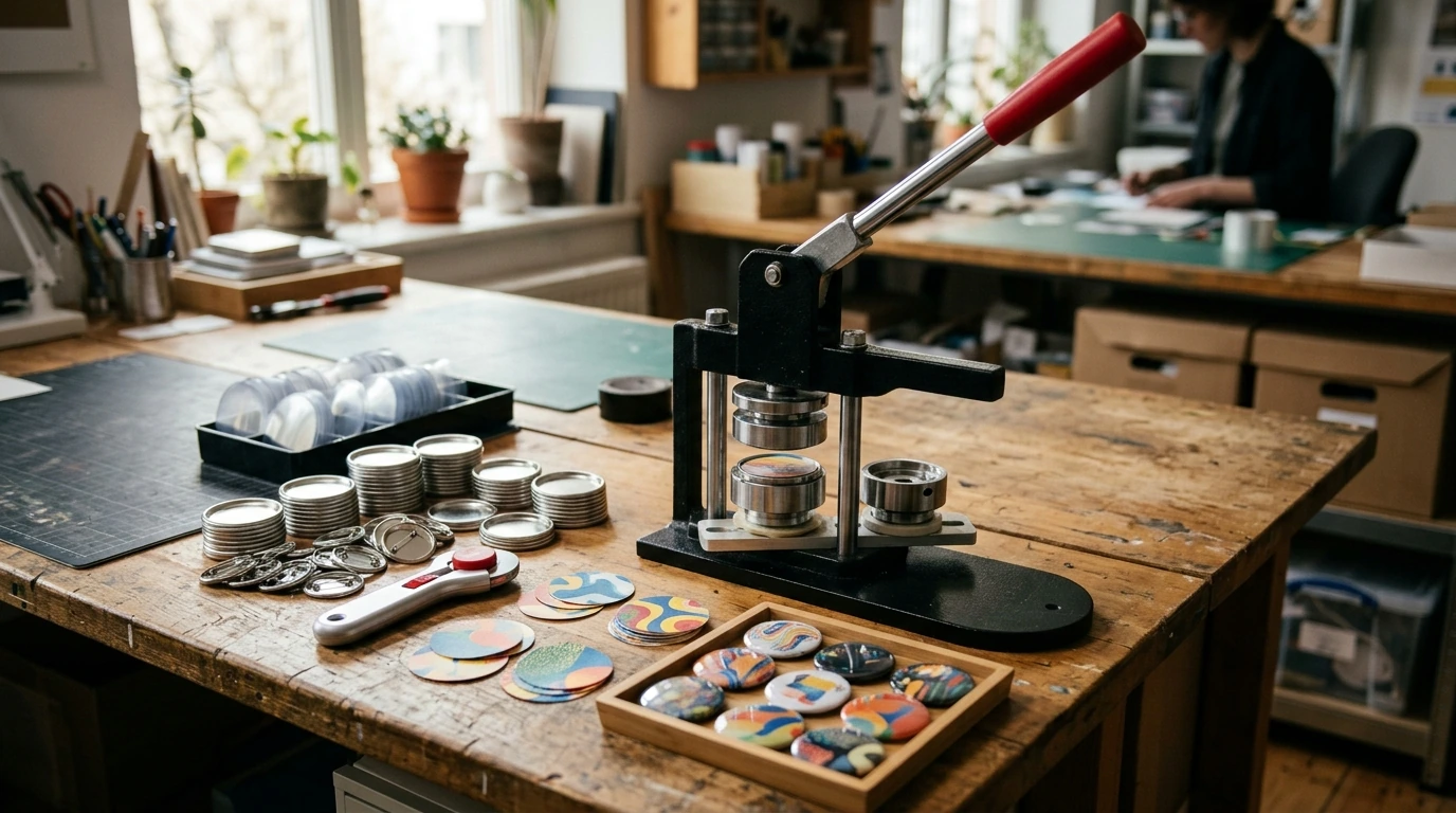2.25" Button Maker Kit: 500-Piece Badge Press Guide