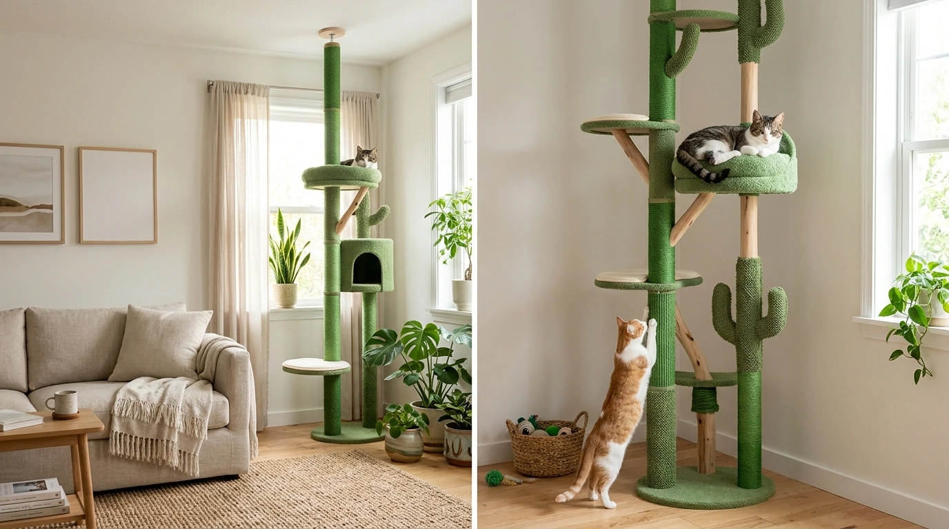 Cactus Floor-to-Ceiling Cat Tree: Adjustable Tower Guide