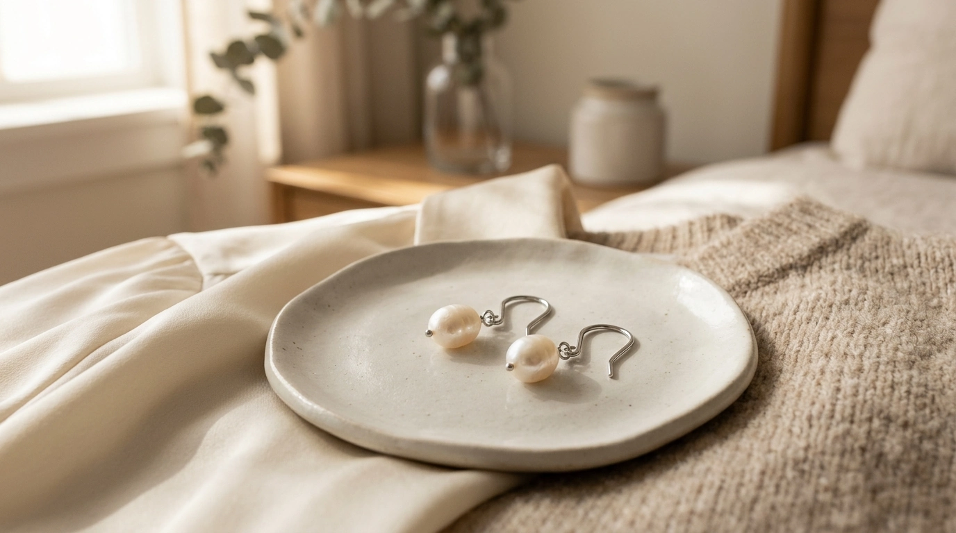 Oval Pearl Drop Earrings: Freshwater & Stainless Style